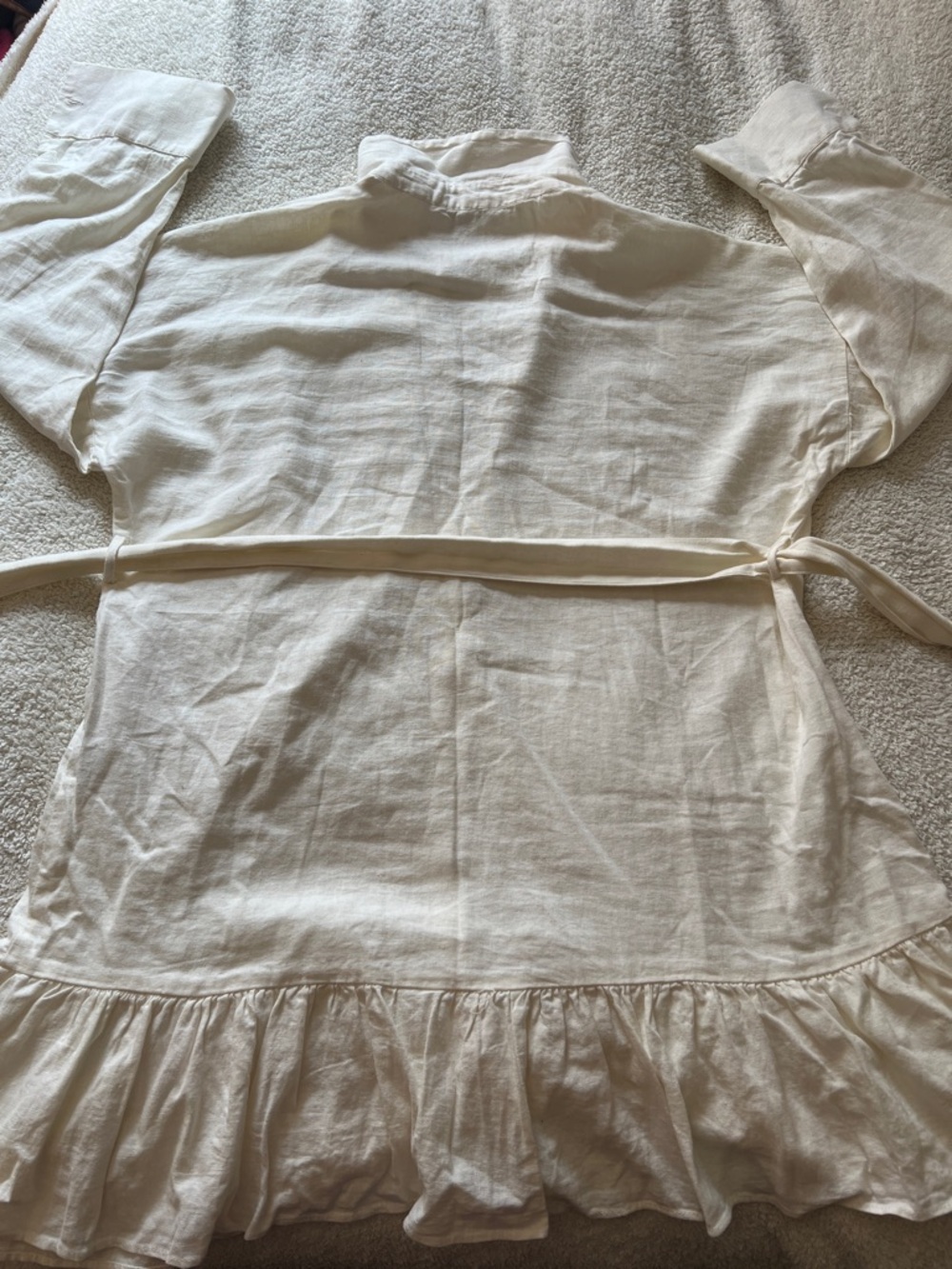 Zara White Button-Front Shirt Dress with Waist Tie - Picture 6 of 6